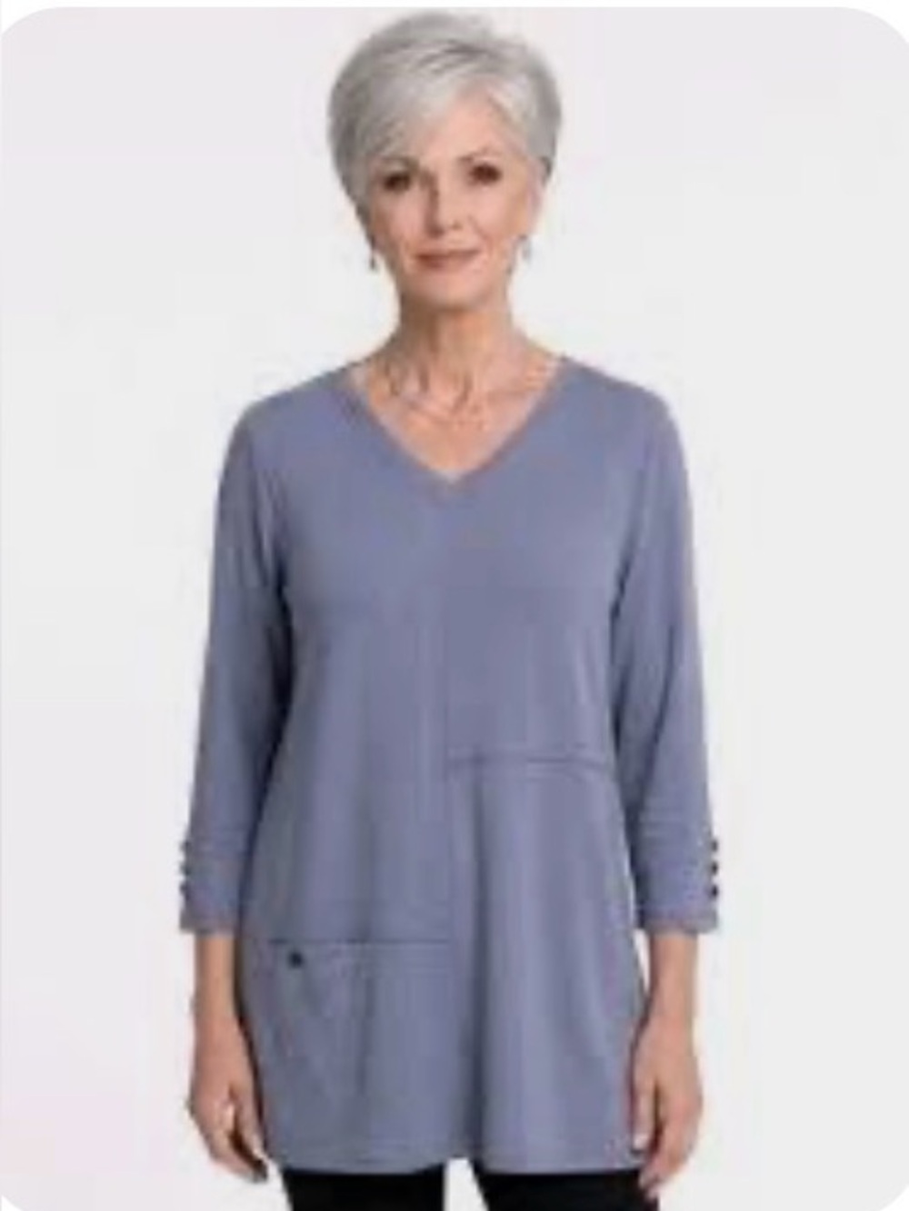 Simply Noelle S/M 8-10 V-neck asymmetric tunic top 3/4 slv NWOT